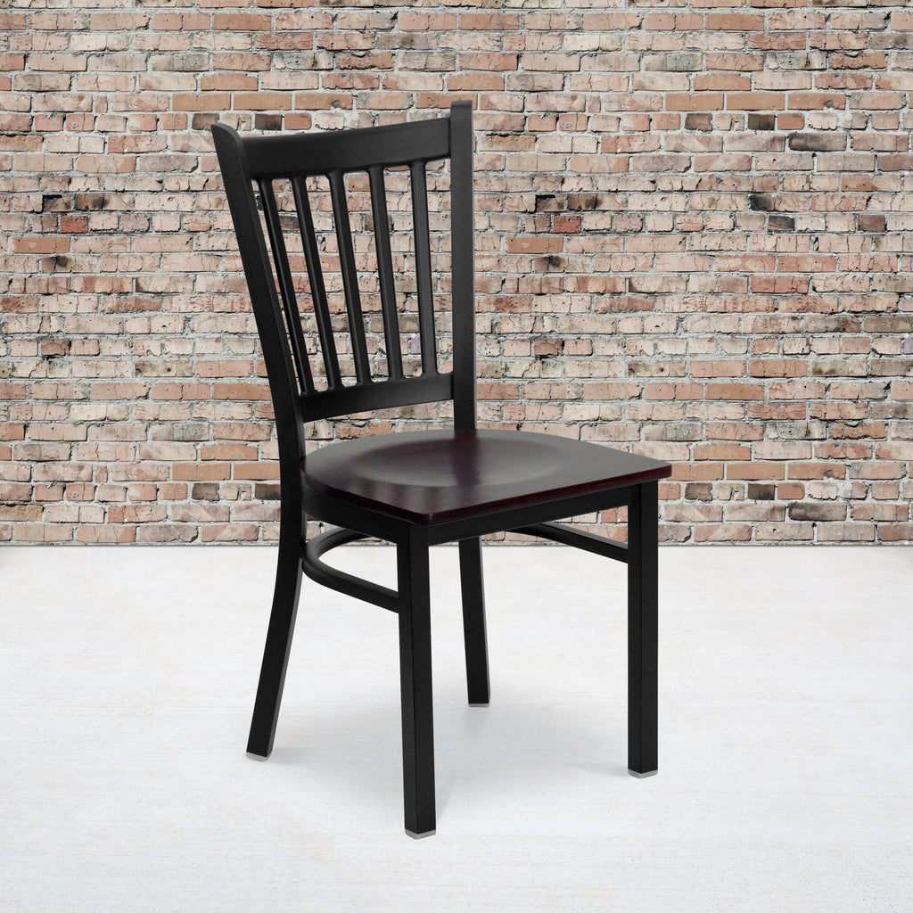 Black Vertical Back Metal Restaurant Chair I882
