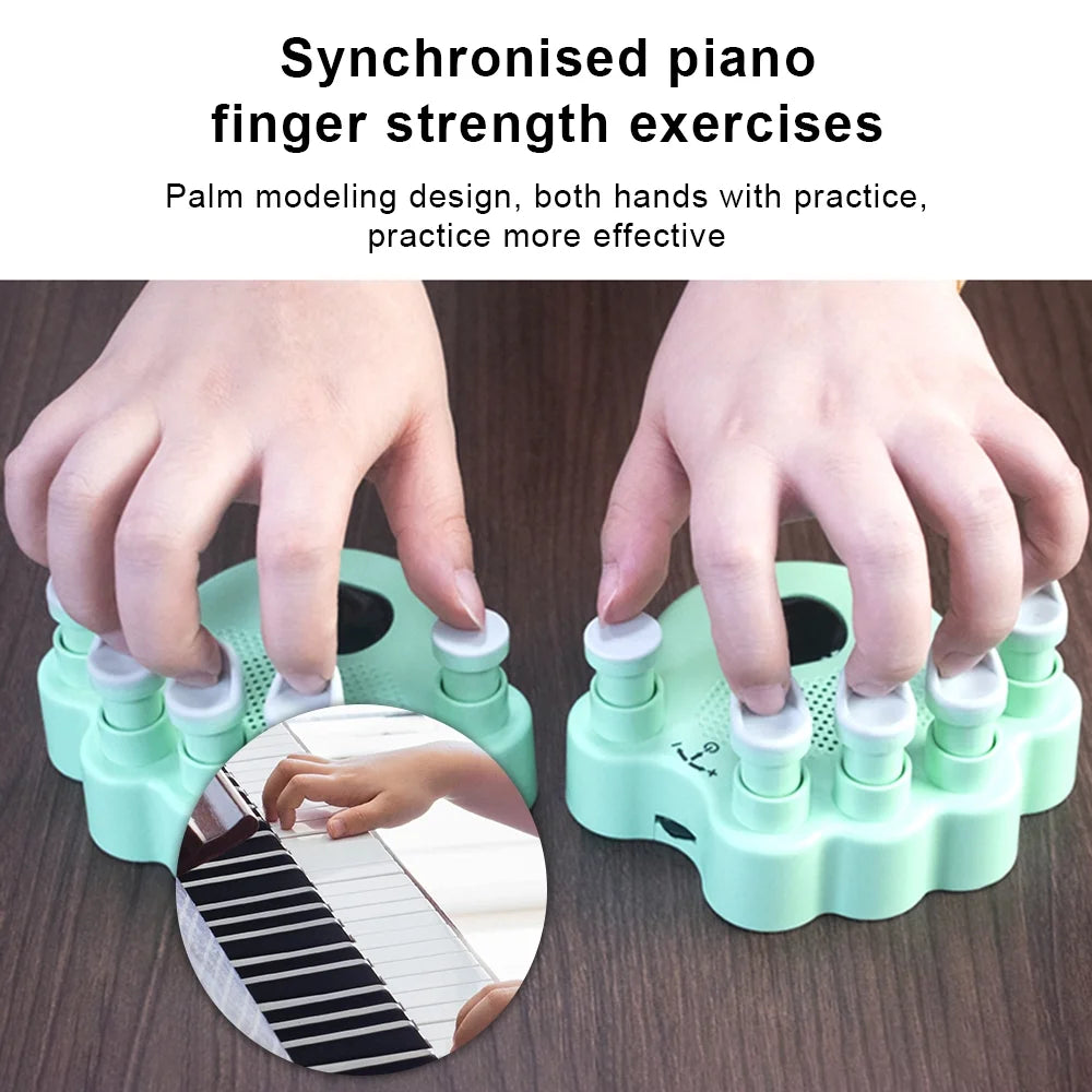 Hand Exerciser Trainer, 2Pcs Piano Hand Shape Corrector, Hand Strengthener with Speaker, Silicone Button, Anti-slip Design I85900