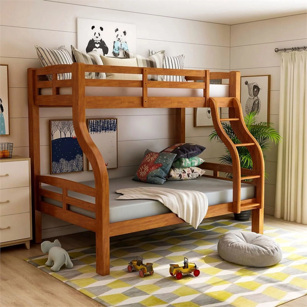 Oak Wood Twin over Full Bunk Bed D7798