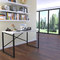 Black Metal Frame Wooden Top Writing and Computer Desk M688423