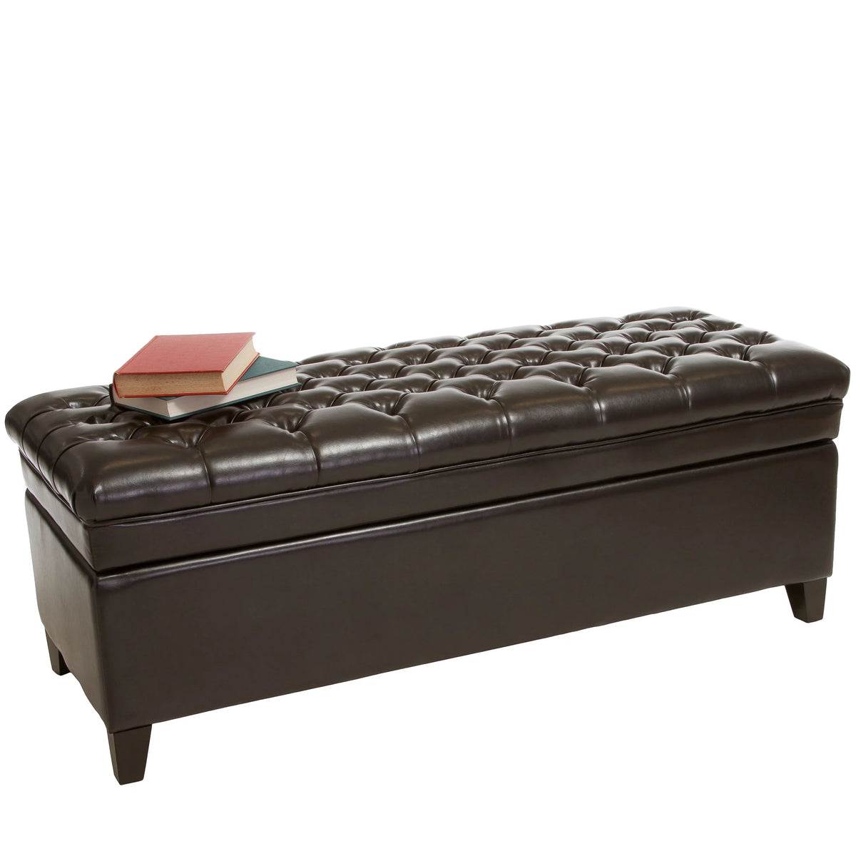 Espresso Bonded Leather Storage Ottoman X86294