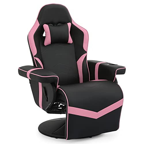 Grey Gaming Chair with Footrest and Cup Holder N414