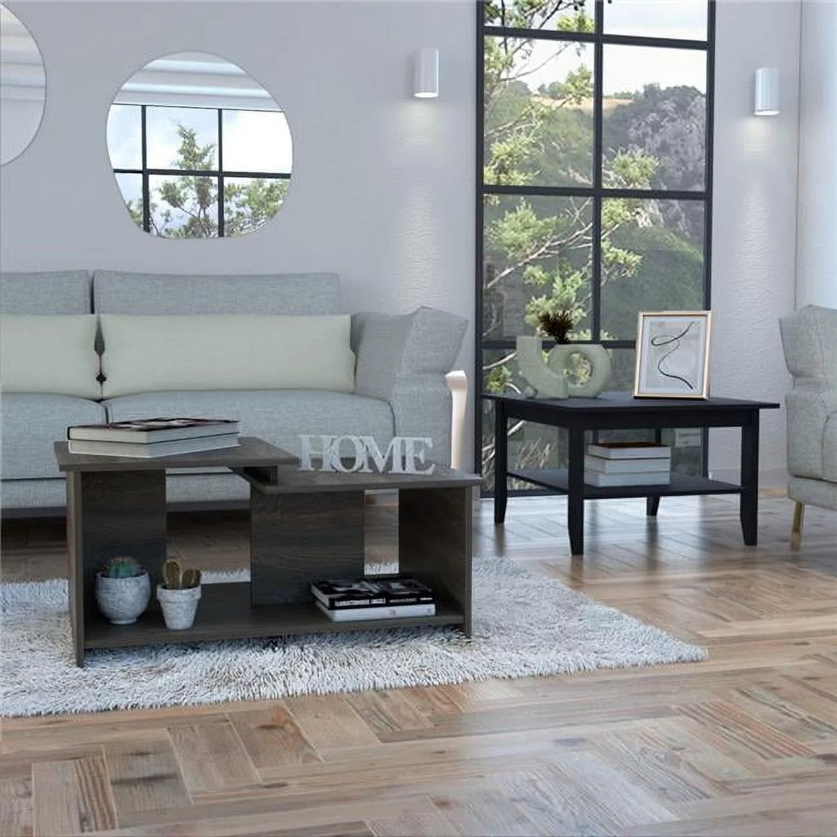 Black & Espresso 2 Piece Living Room Set Z48899
