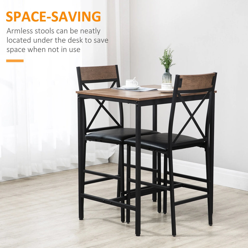 3 Piece Dining Table and Chairs Set with PU Padded Stools J243