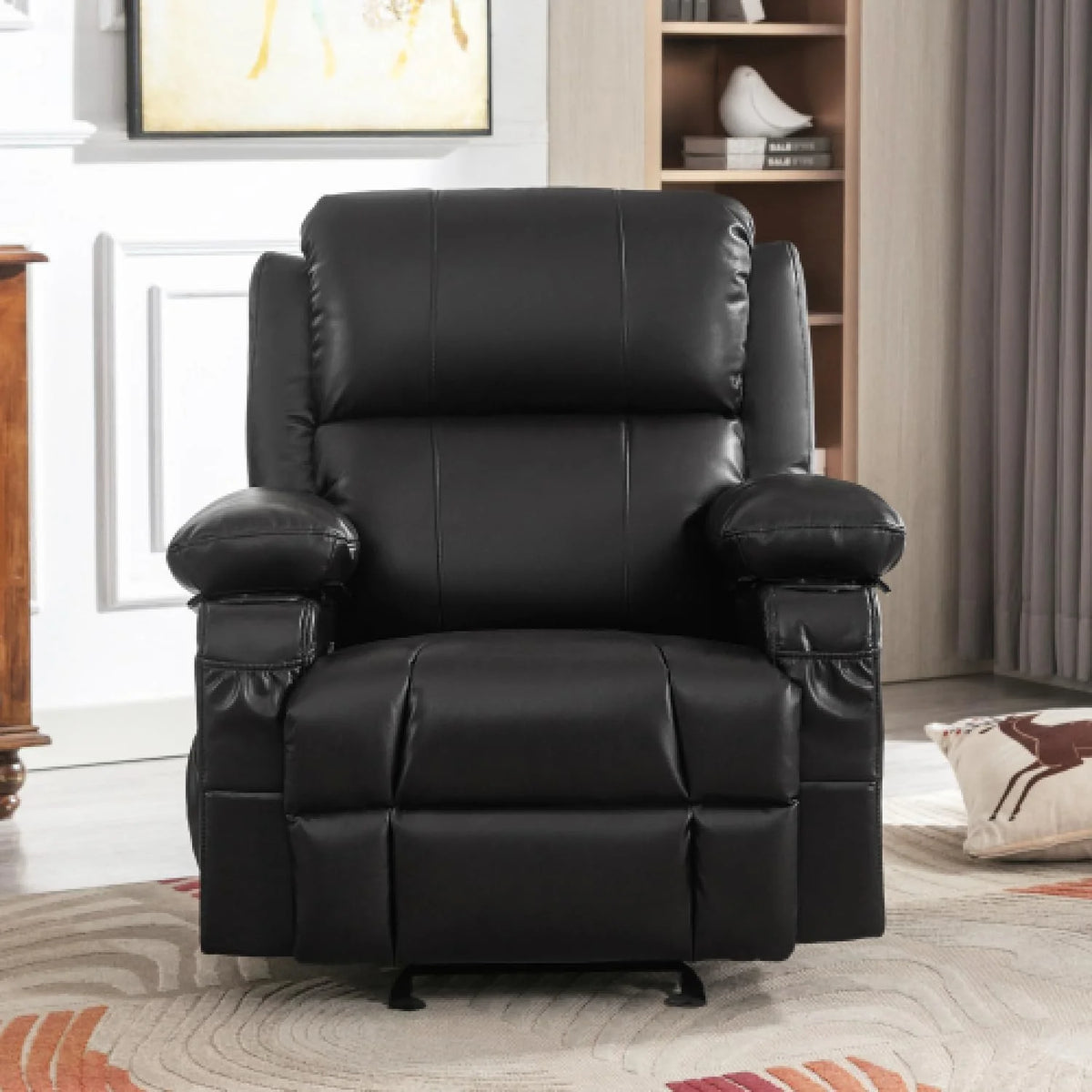 Oversized Leather Power Rocker Recliner with Heat and Massage J360