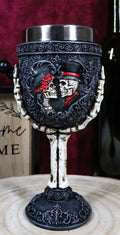 Gothic Day Of The Dead Skeleton Skull Bride And Groom Black Roses Wine Goblet C176482