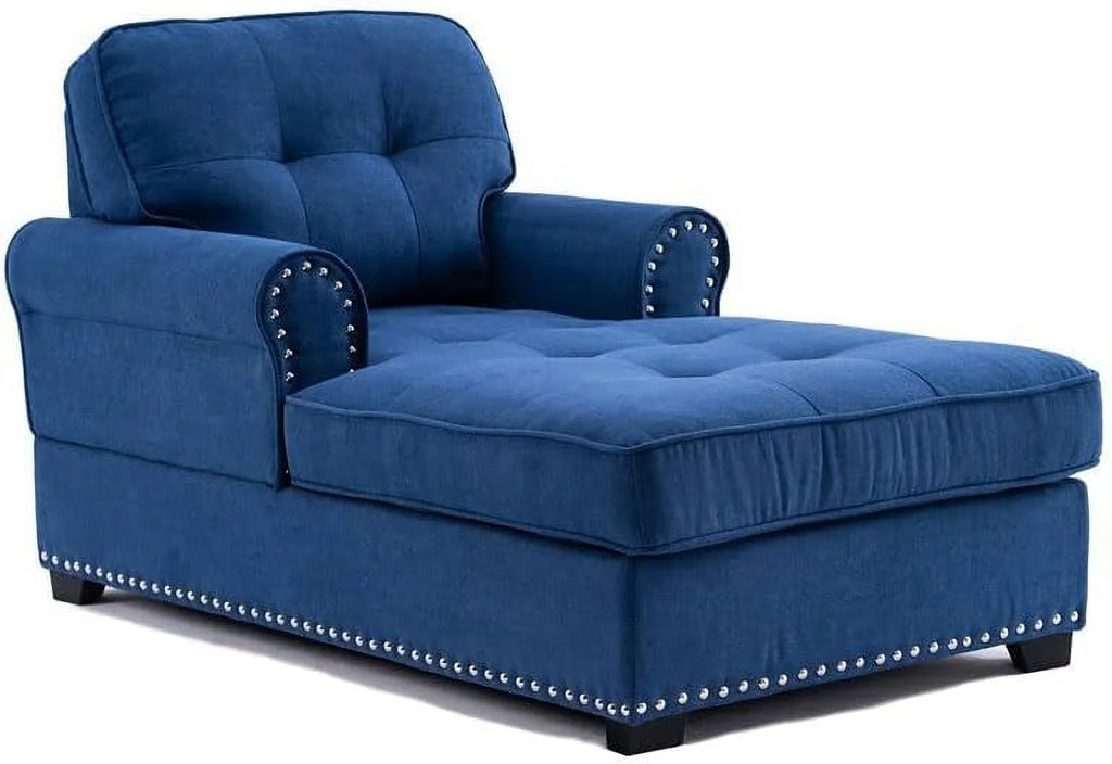 Blue Linen Fabric Indoor Chaise Lounge B216080