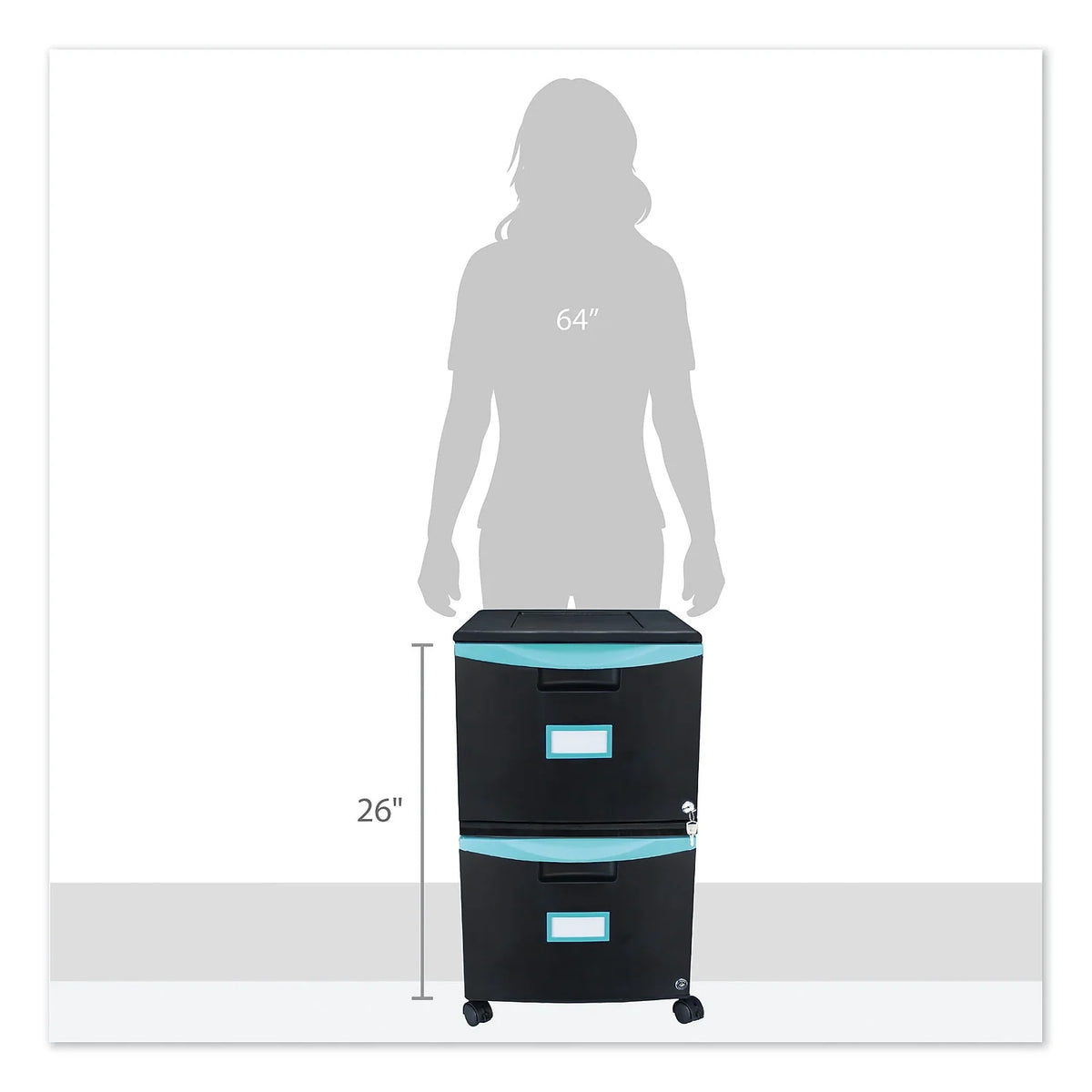 2-Drawer Mobile File Cabinet, Black H91150
