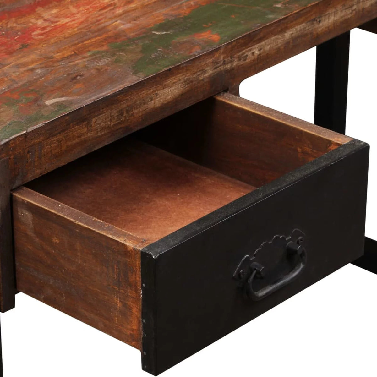Writing Desk with 2 Storage Drawers Reclaimed Wood Steel Legs W52065