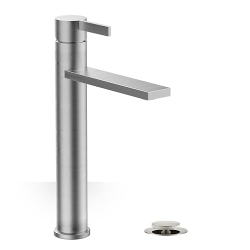Brushed Gold Single Hole Tall Bathroom Faucet with Pop Up Drain A479794