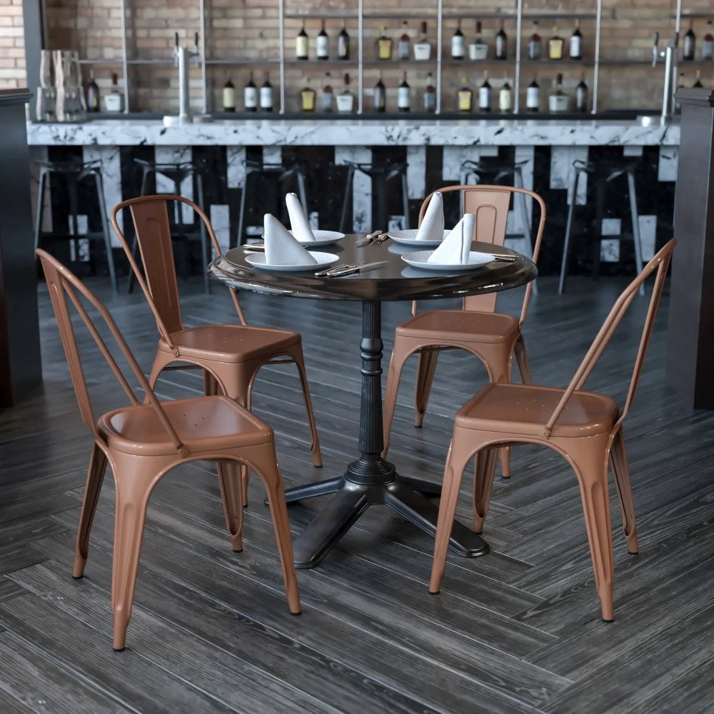 Red Metal Stackable Bistro Chair Set of 4 F811