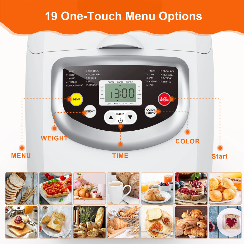 2lbs. 19 in 1 Auto Bread Machine with Gluten Free Setting E9745