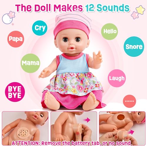 12in Baby Doll Crib and High Chair Set with 20pcs Accessories X705