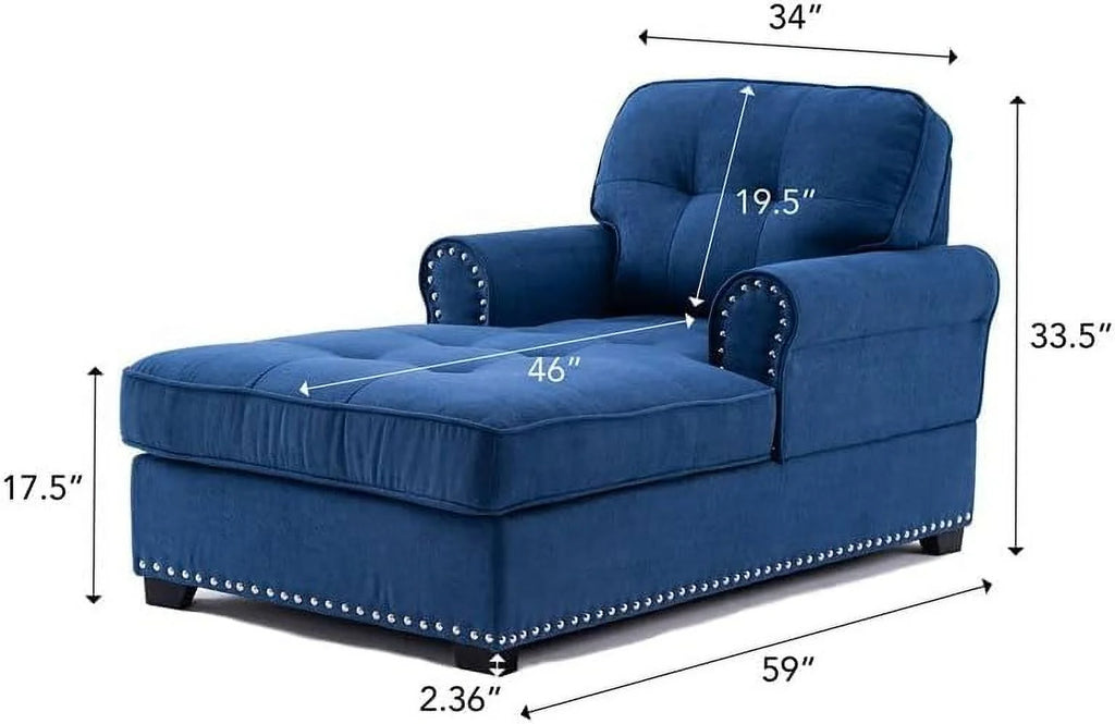 Blue Linen Fabric Indoor Chaise Lounge B216080