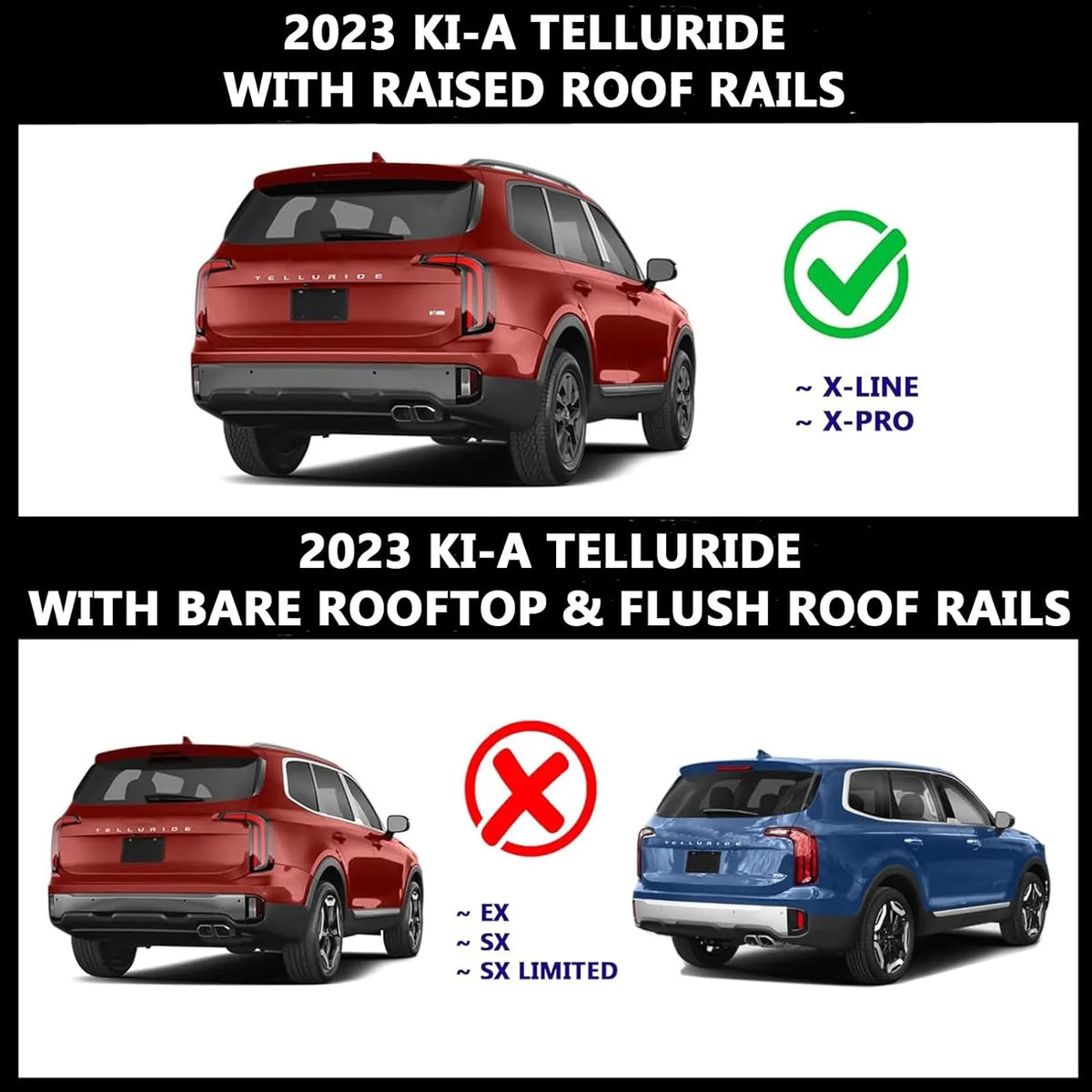 Roof Rack Crossbars for Raised Side Rails Silver O292817
