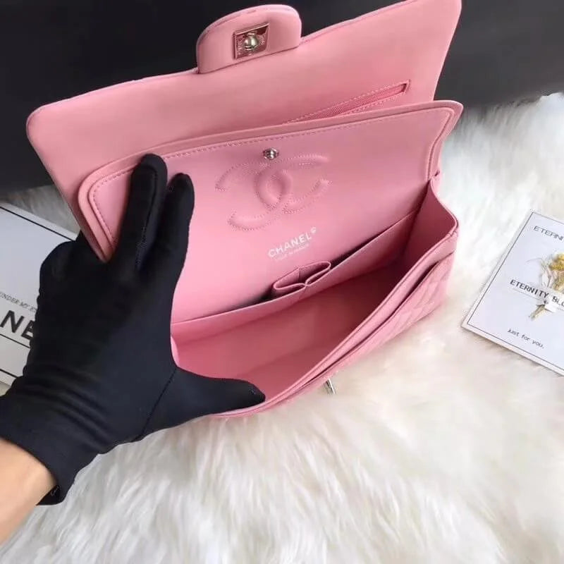 Pink Lambskin Leather Flap Bag T94332