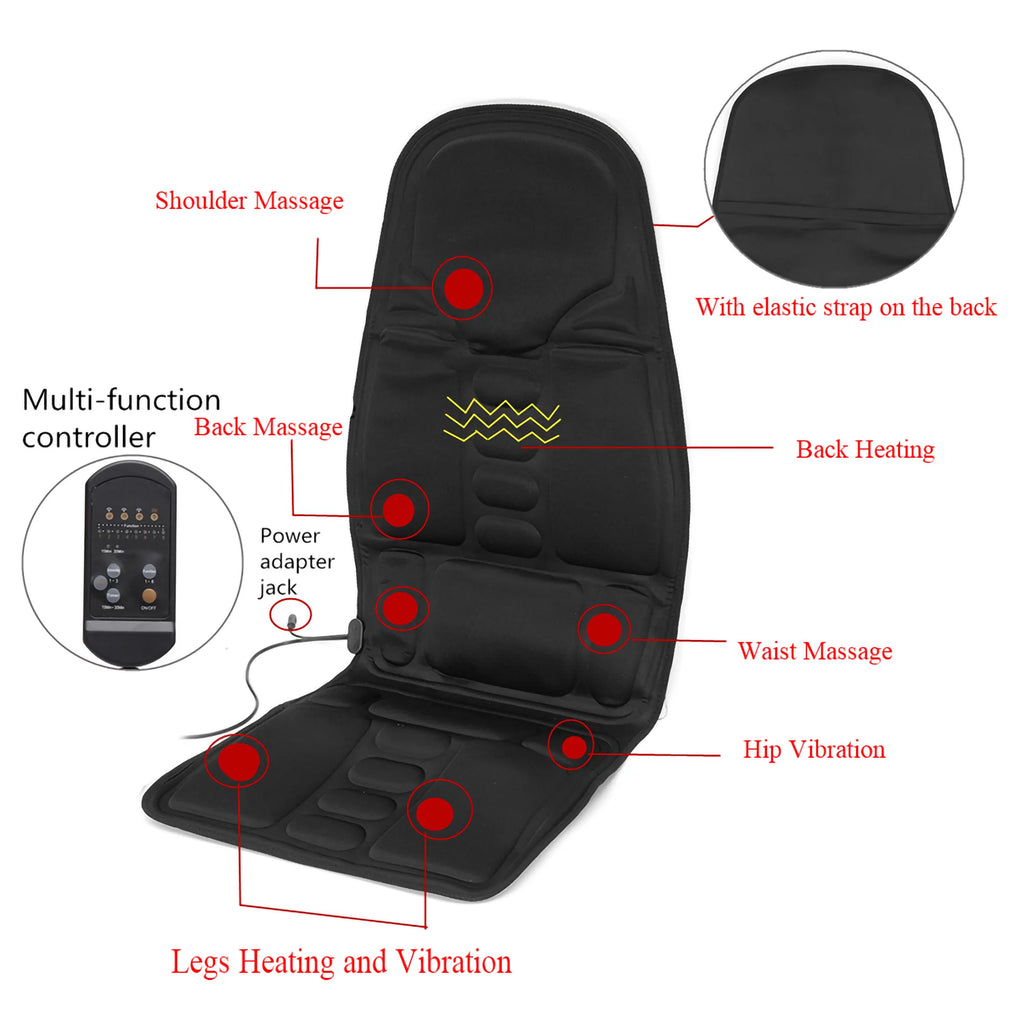 8 Vibrating Heated Massage Seat Cushion S4819