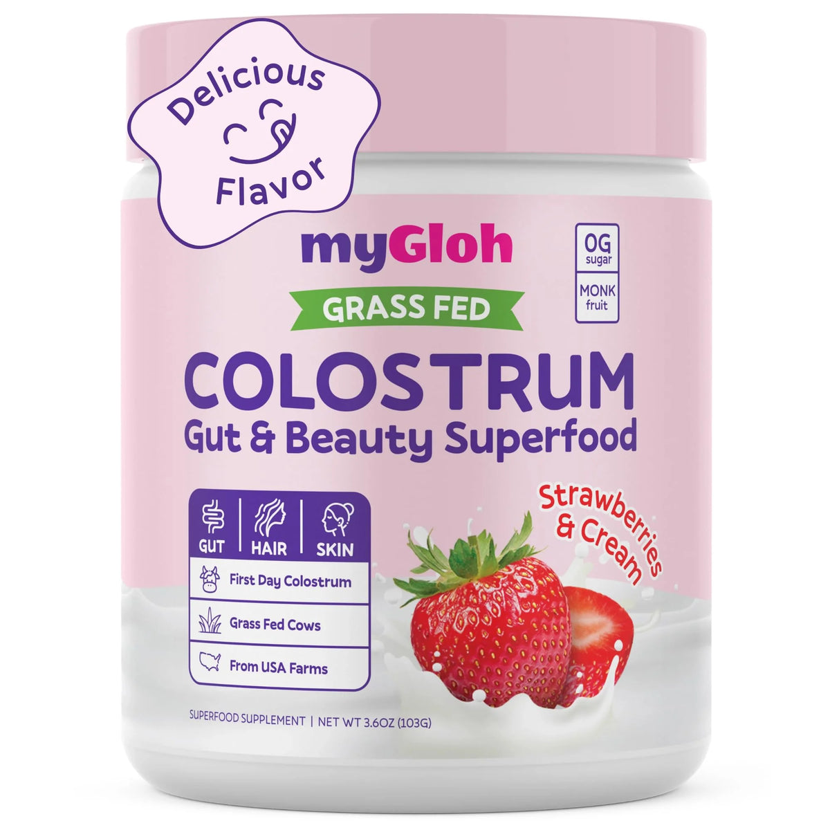 Strawberries & Cream Colostrum Powder Supplement V332992