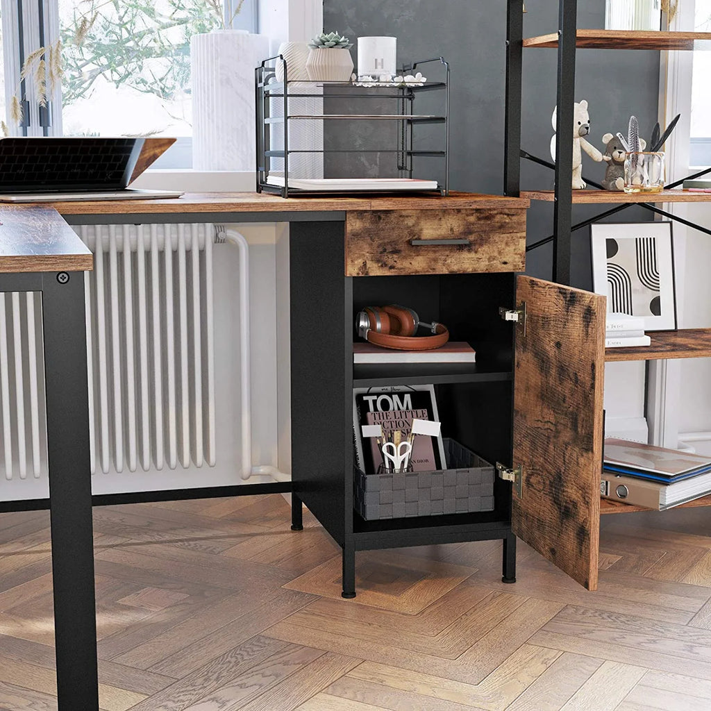 L-Shaped Computer Desk with Cabinet and Drawer A5922