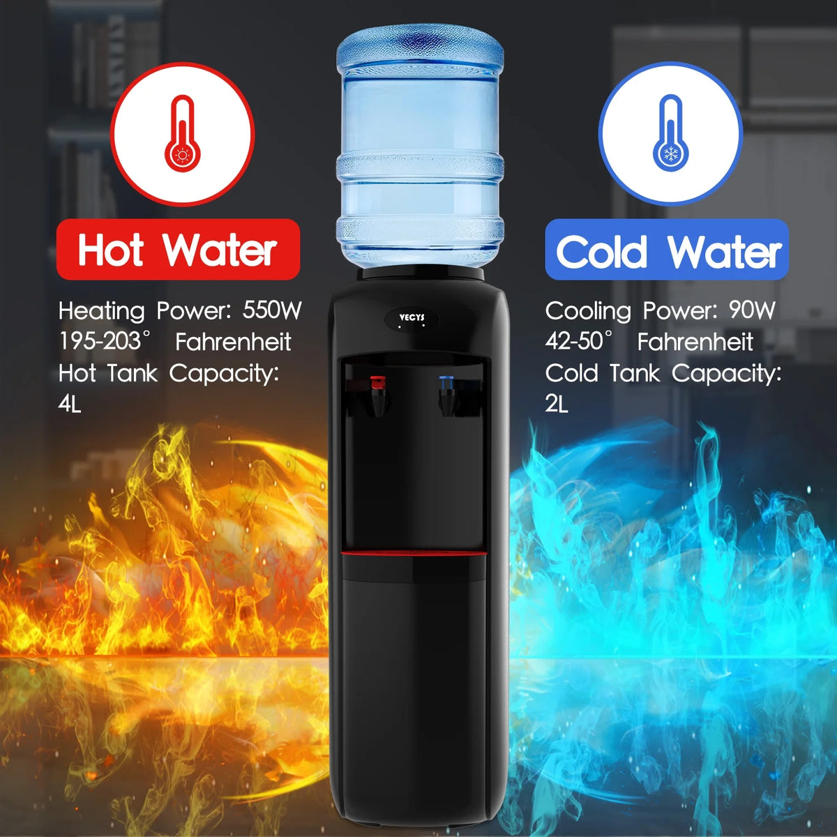 Hot and Cold Water Cooler Dispenser with Child Safety Lock E973258