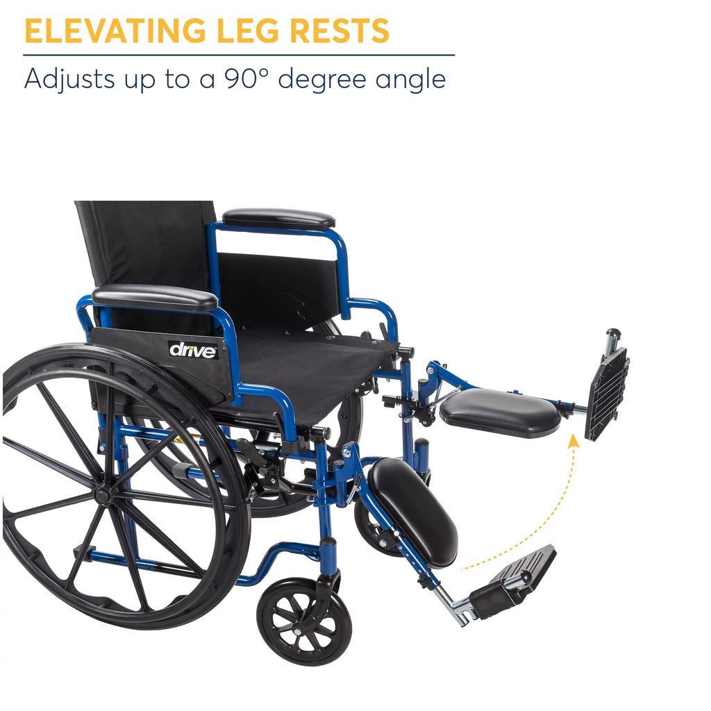 Blue Streak Wheelchair with Flip Back Desk Arms, Elevating Leg Rests, 20" Seat K10274