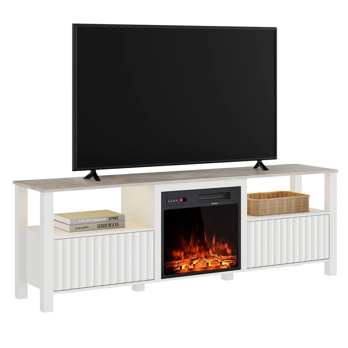 White Fireplace TV Stand up to 80 Inch Y1630