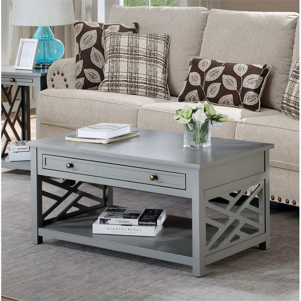 Gray Wood Coffee Table and Two End Tables Set of 3 R696
