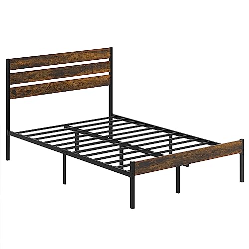 Black Full Size Metal Bed Frame with Headboard and Footboard Q616
