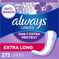 Anti-Bunch Xtra Protection Panty Liners, Extra Long, Unscented, 272 Count S181157