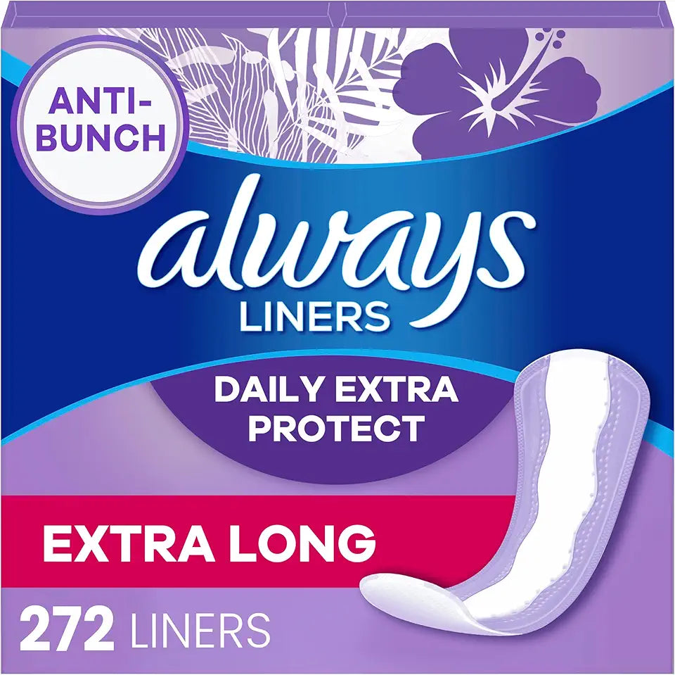 Anti-Bunch Xtra Protection Panty Liners, Extra Long, Unscented, 272 Count S181157