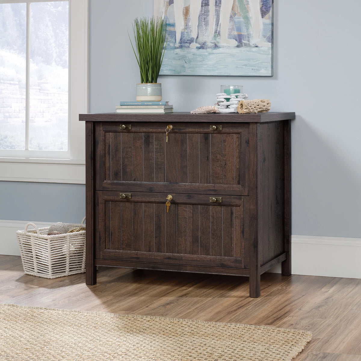 Coffee Oak Lateral File Cabinet Z4654
