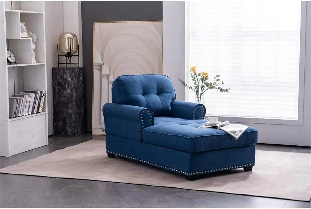 Blue Linen Fabric Indoor Chaise Lounge B216080