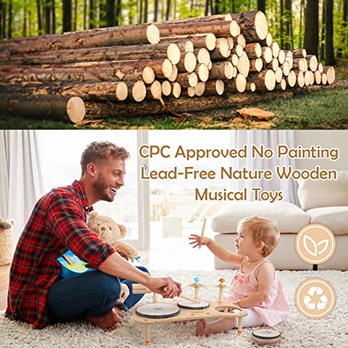 9 in 1 Wooden Musical Instruments Drum Set with Xylophone O976203