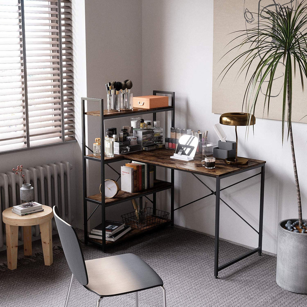 L Shaped Computer Desk with Shelves W108812