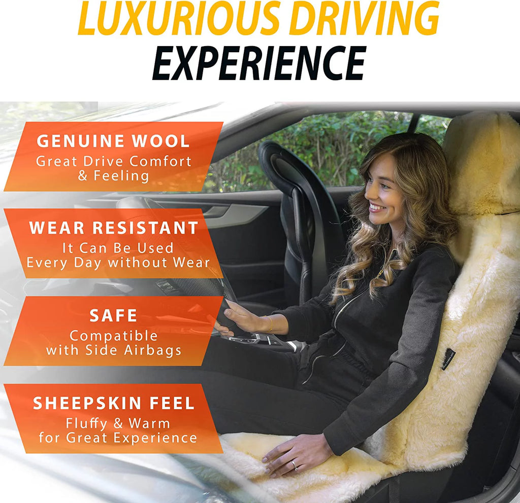 Ivory Sheepskin Car Seat Cover V451690