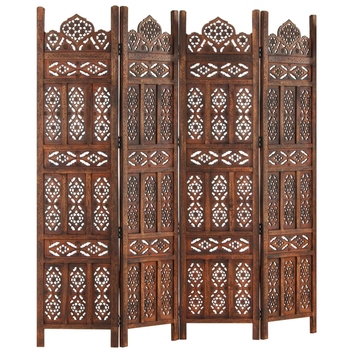 Hand Carved 4-Panel Mango Wood Room Divider Q105
