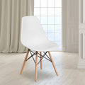 2 Pack White Plastic Chair with Wooden Legs P529087