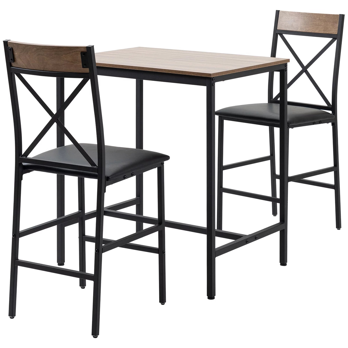 3 Piece Dining Table and Chairs Set with PU Padded Stools J243