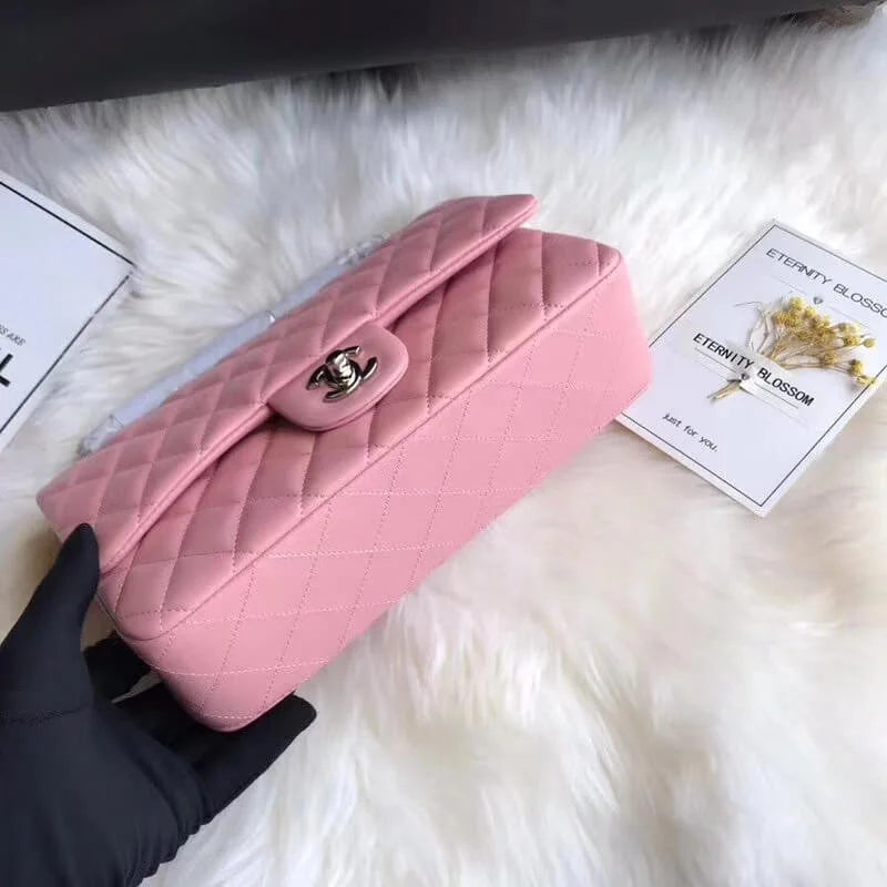 Pink Lambskin Leather Flap Bag T94332