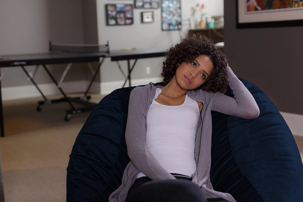 Memory Foam Bean Bag Chair with Microsuede Cover, Navy X515