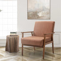 Mid-century Modern Solid Wood Brown Faux Leather Armchair M2497