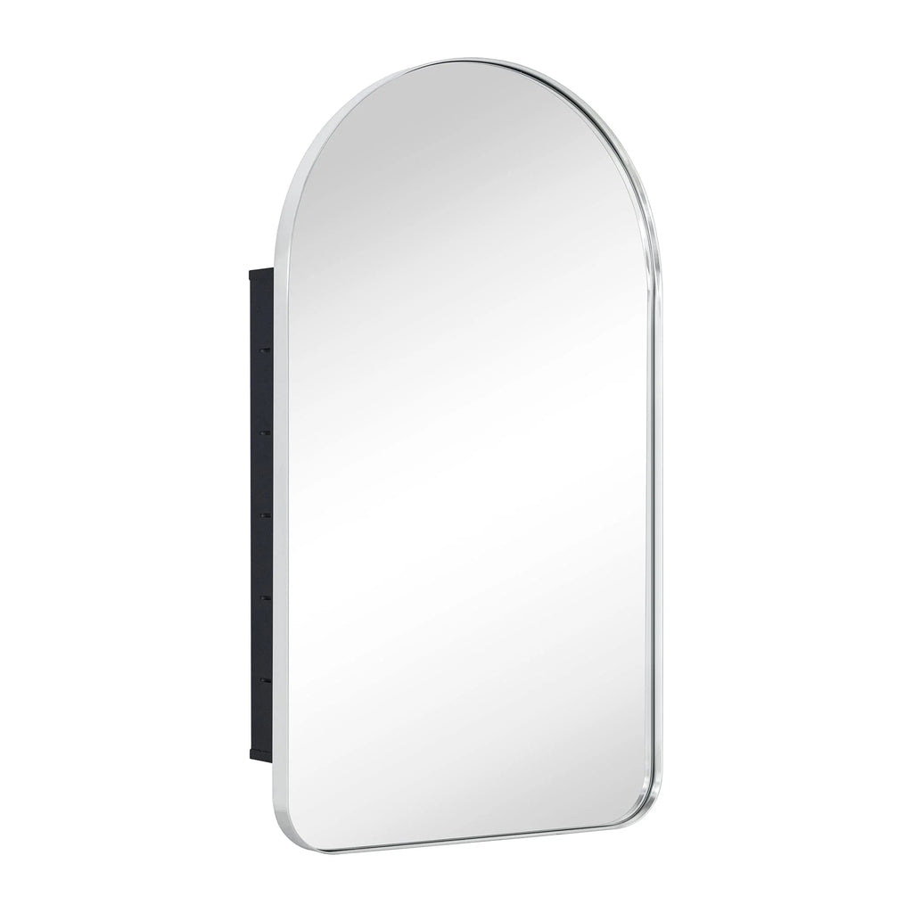Chrome Arched Recessed Medicine Cabinet with Mirror 16x28.3'' A17789