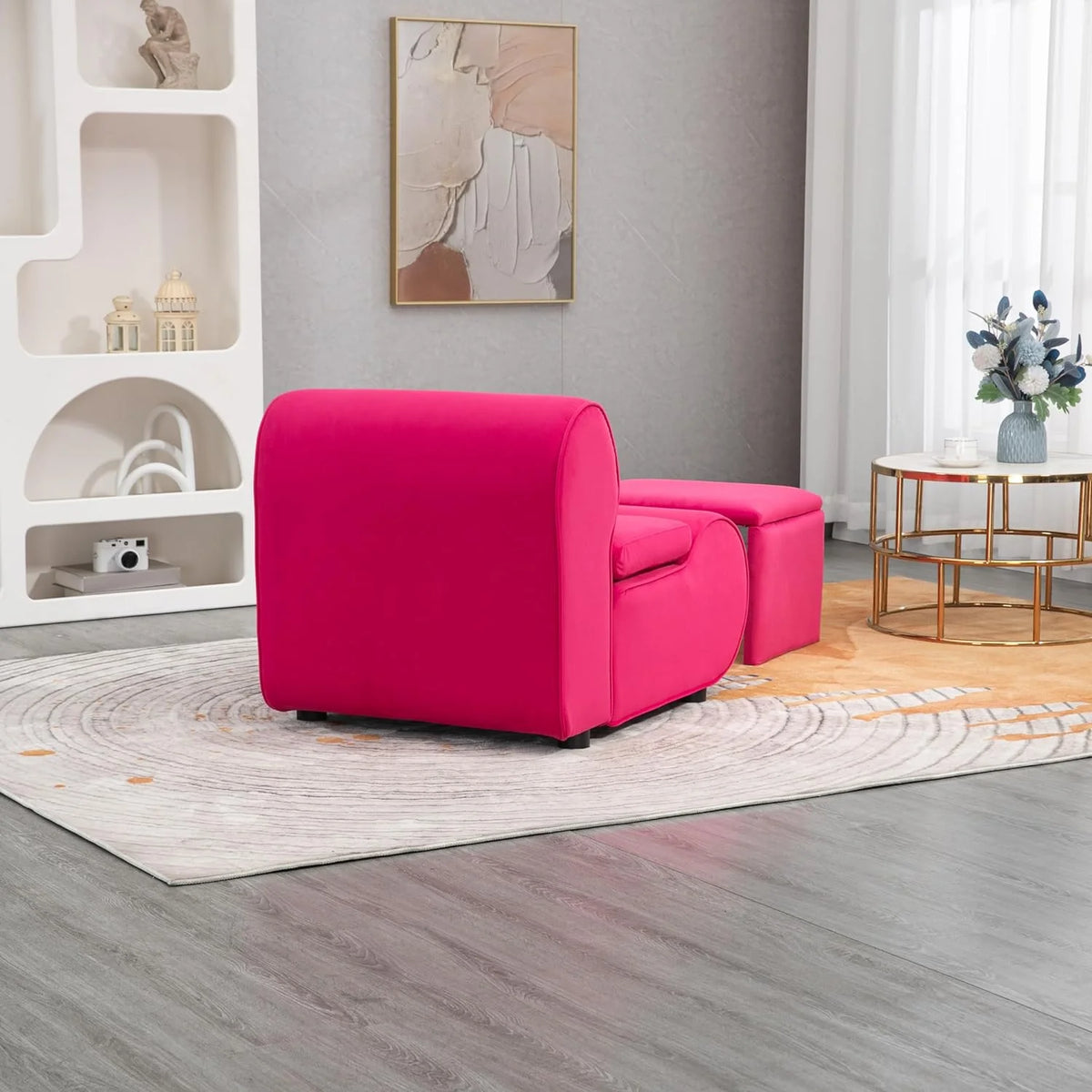 Velvet Accent Chair with Ottoman R263