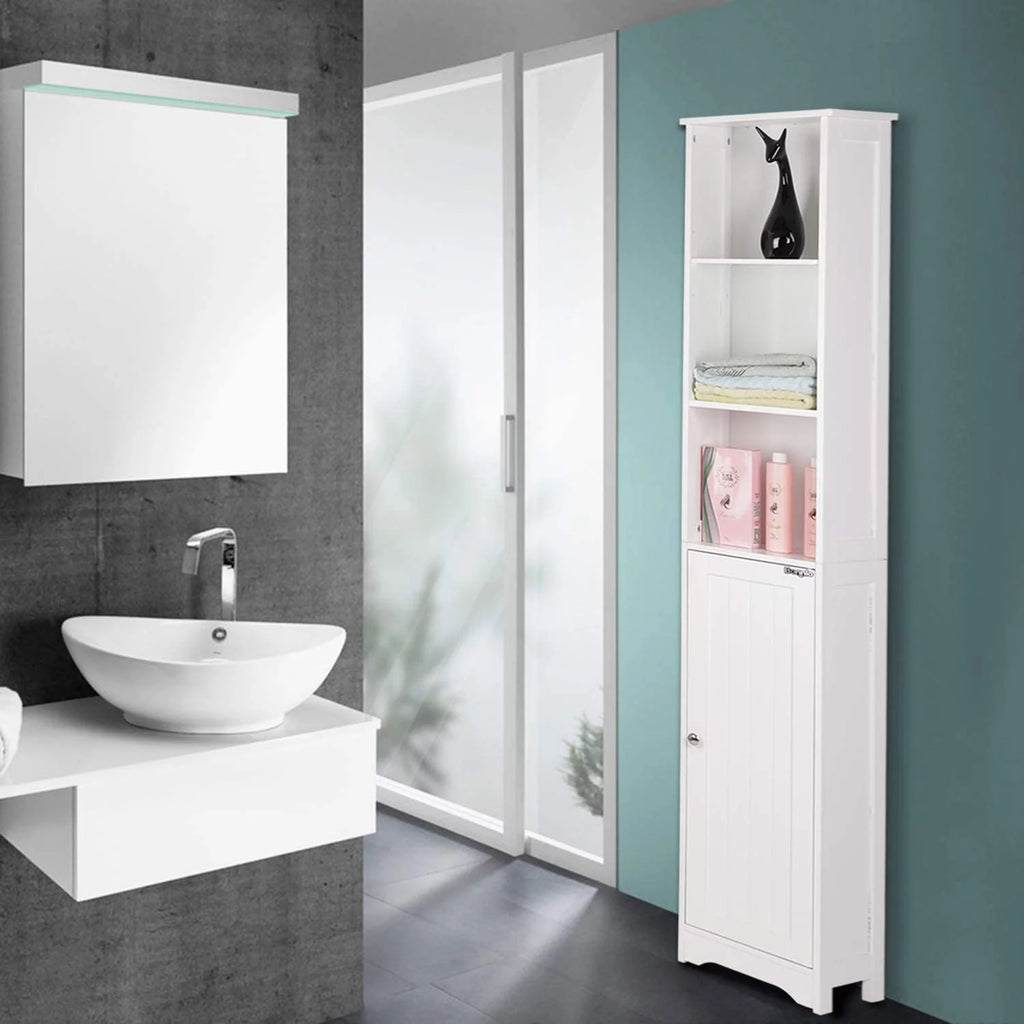 5-Shelf White Bathroom Storage Cabinet W86686