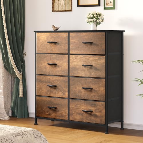 Black 8 Drawer Dresser with Fabric Bins C866646