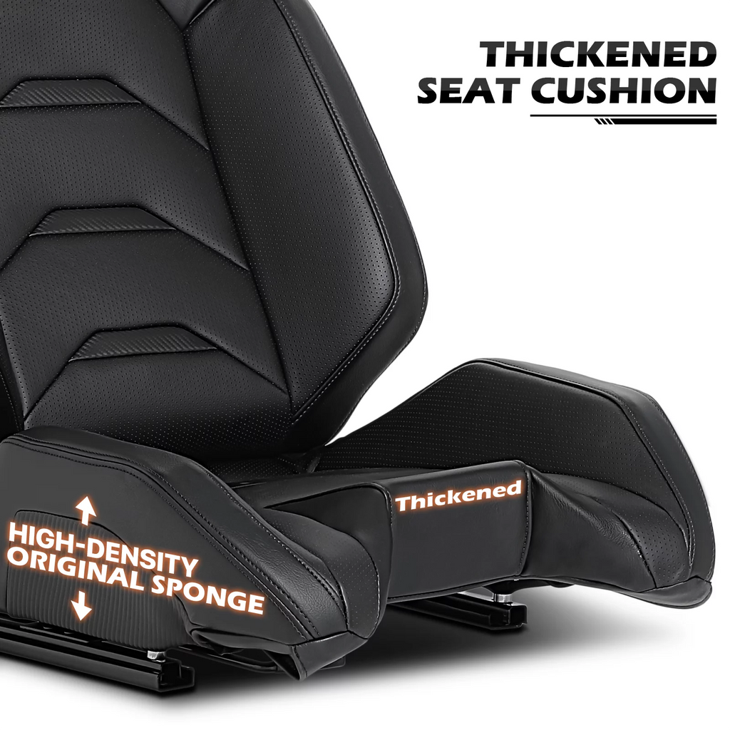 Black Ergonomic Racing Seat with Adjustable Slide J980946