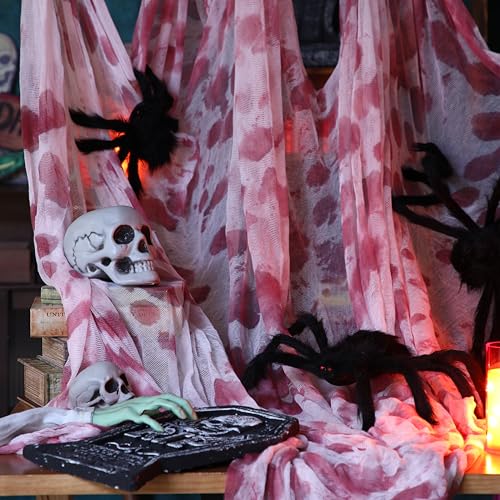 8 Pcs Giant Spider with Stretchy Netting Spiderweb Set N333