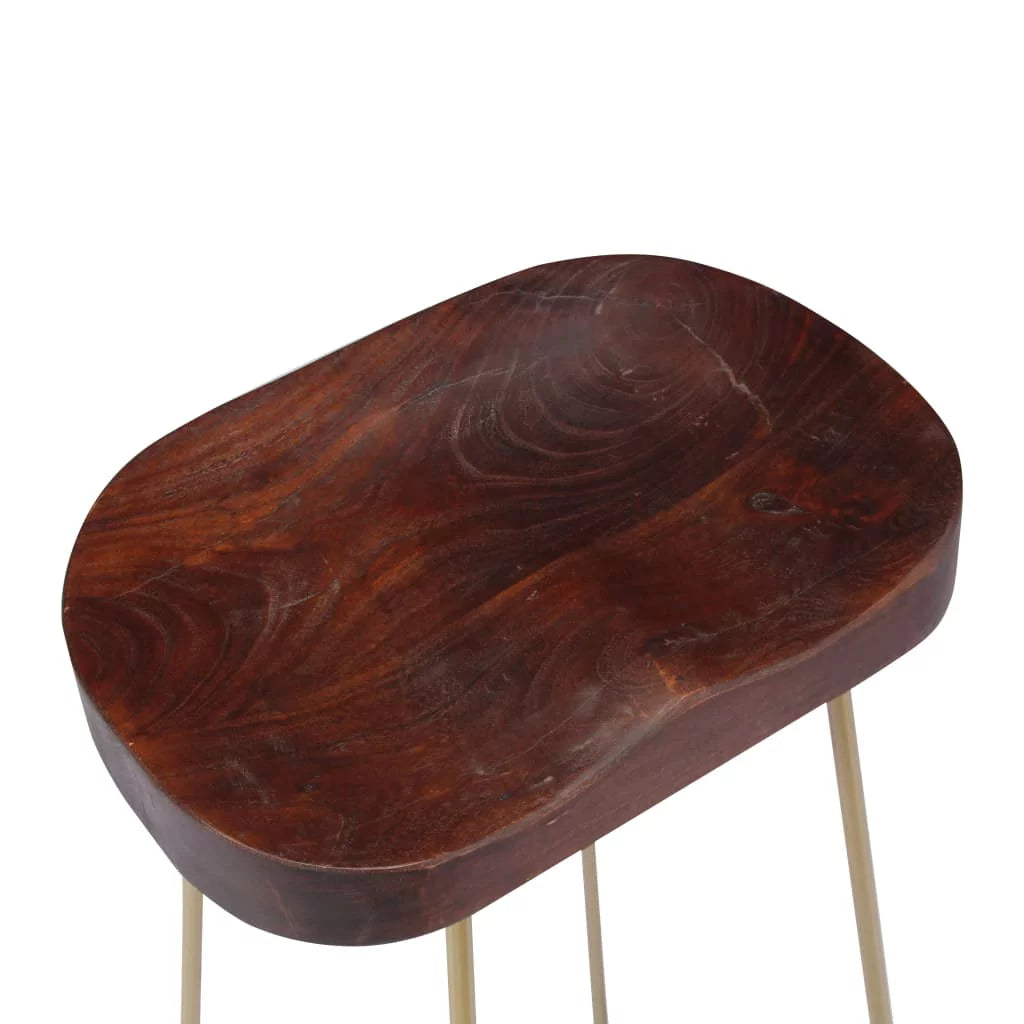 2 pcs Solid Mango Wood Bar Stools M386294