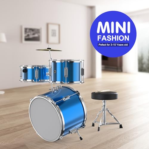 3-Piece Beginner Drum Set with Throne Stool C3115